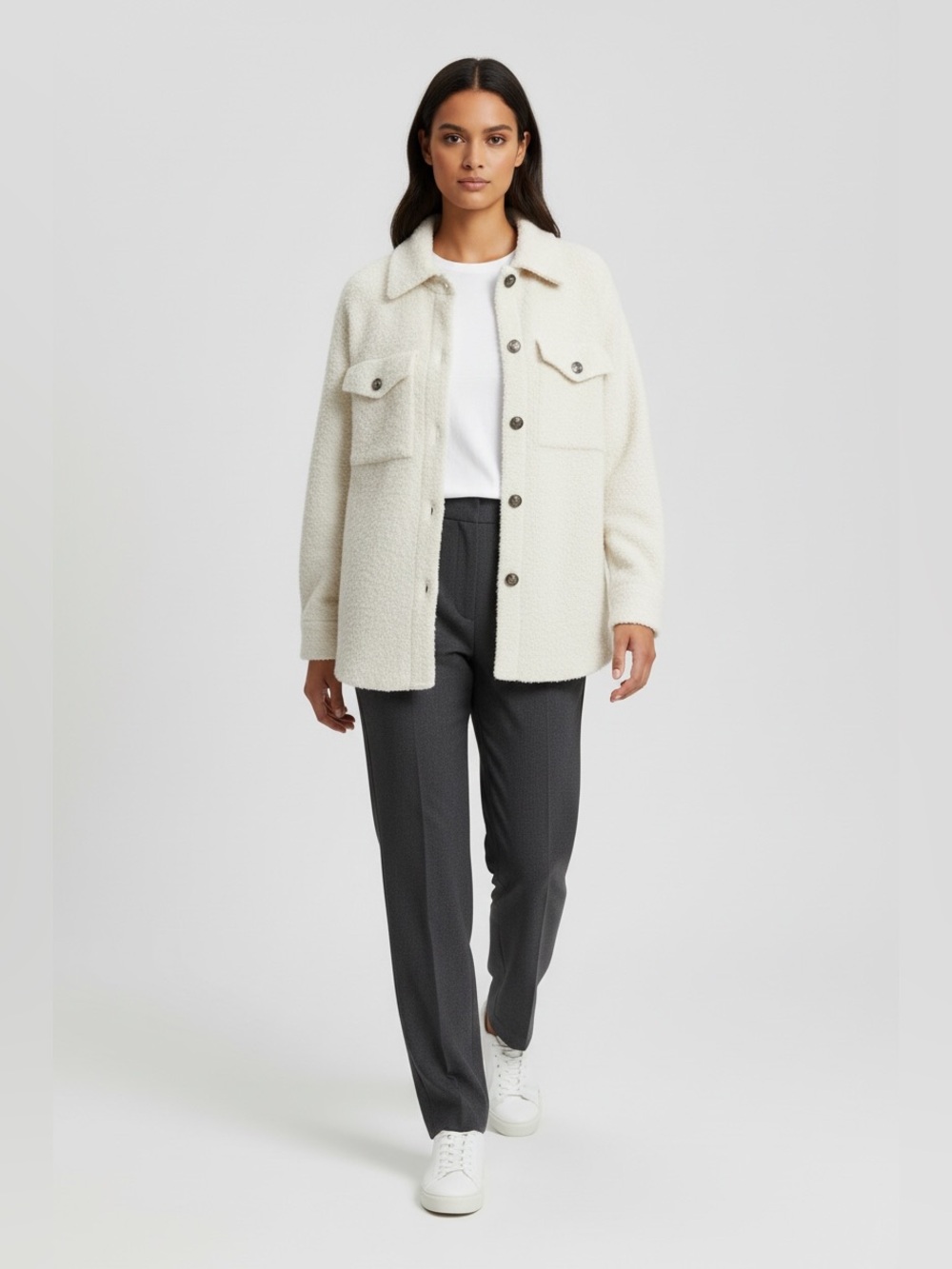 Rachel Zoe White Cream Soft Textured Button-Front Jacket NWOT